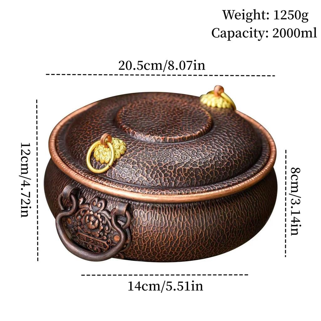 Handcrafted Vintage Copper Pot,Hot Pot Cooking Utensil With lid Simmering and Pasta Stewing,Hammer Texture 20 cm Handheld Pot