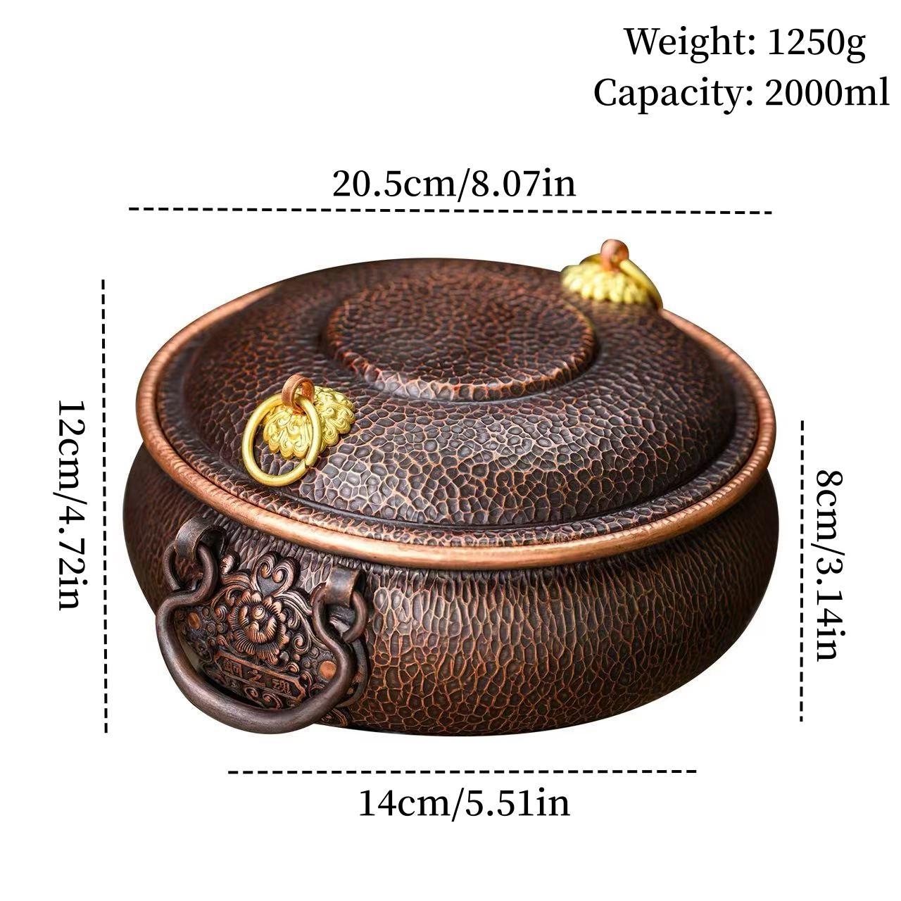 

Handcrafted Vintage Copper Pot,Hot Pot Cooking Utensil With lid Simmering and Pasta Stewing,Hammer Texture 20 cm Handheld Pot