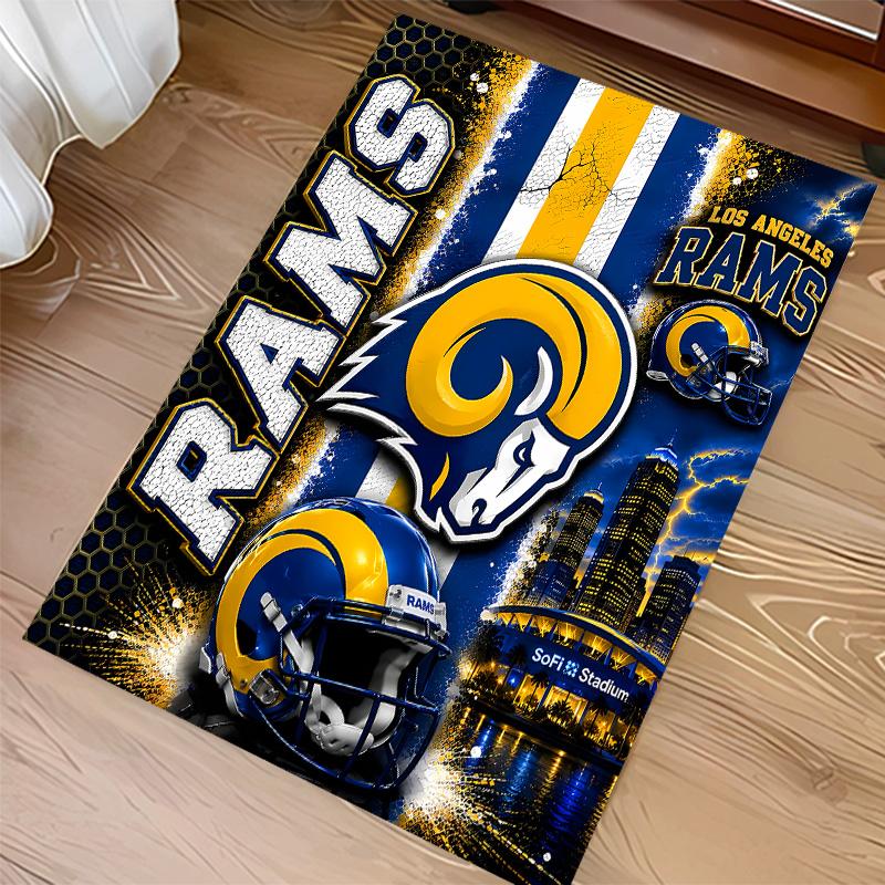 Los Angeles Rams logo Print Area Rug - Soft, Washable Non-Slip Indoor Mat for Office Chairs, Living Room, Home Office Decorative Rug