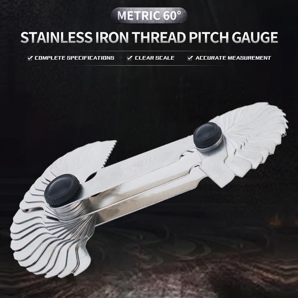 52pcs Stainless Steel Thread Gauge Metric and Imperial 55 60 Degree SAE Precision Gear Tooth Screw Thread Pitch Gauge Size Tool