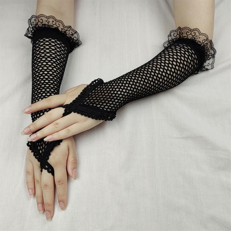 Stylish Fishnet Gloves Popular Hand Gloves Fingerless Gloves For Music Festival And Themed Parties Comfortable Handwear