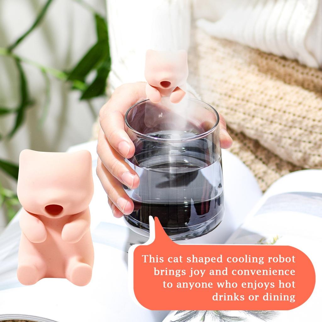 Robot Pro Chladí Vaše Horké Nápoje & Jídlo, Přenosný Kreslený Roztomilý Kočičí Ventilátor na Jídlo, 3 Minuty Horká Voda Čaj Jídlo (2 Vzory foukání) Chladič F