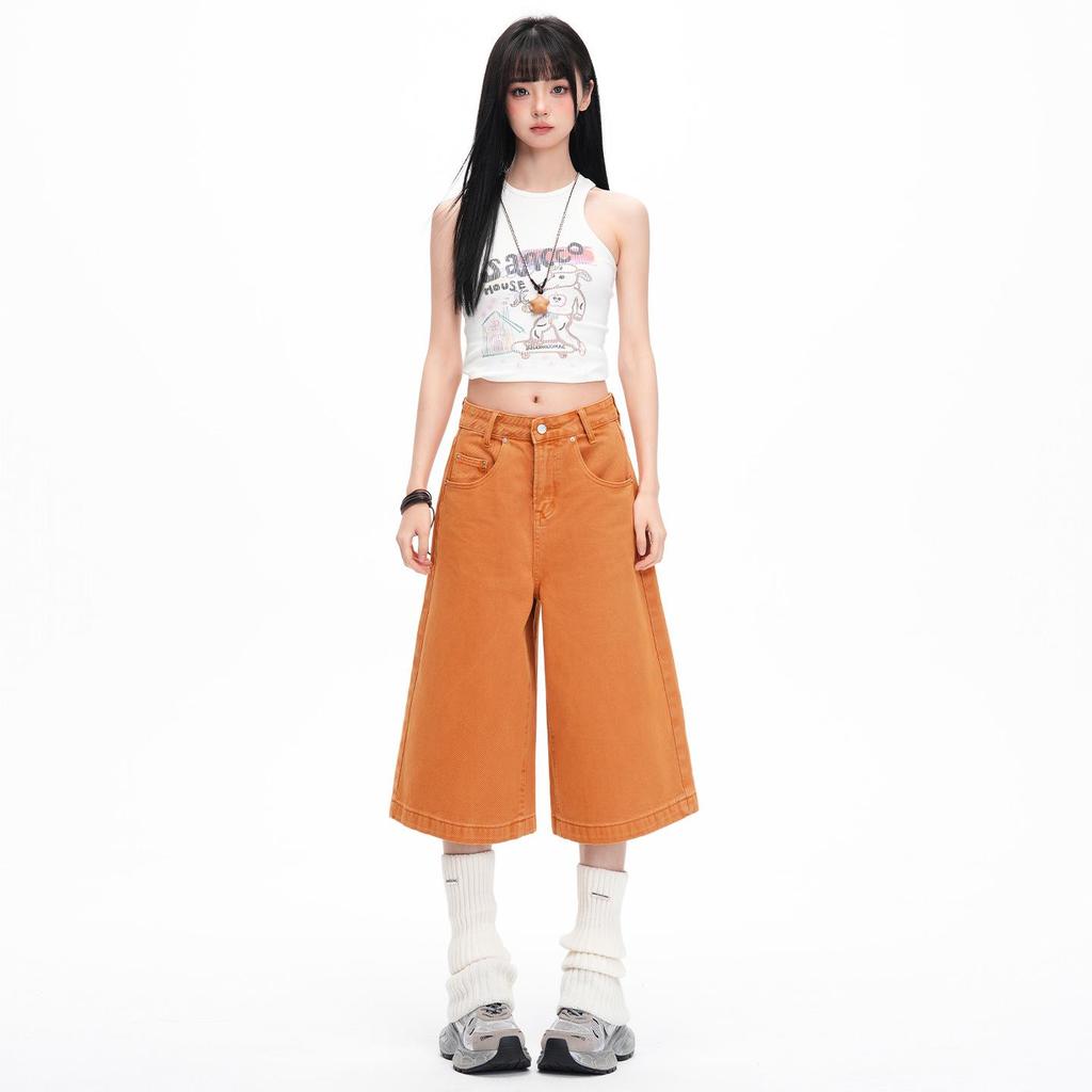 American Orange Cropped High-Waisted Wide-Leg Jeans for Women - Spring/Summer 2026 Collection