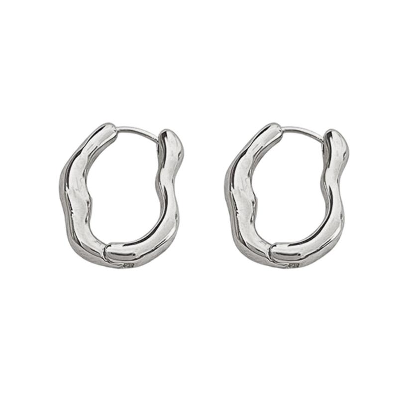 Trendy Geometric Ear Clips Comfortable Irregular Hoop Earrings for Women Girl Fashionable Unique Valentines Day Gift