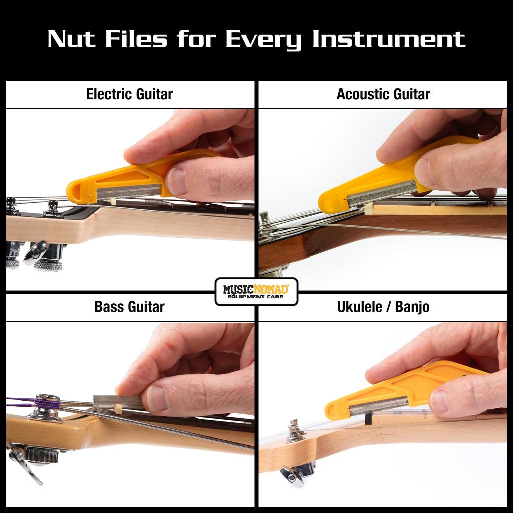 MUSIC NOMAD Diamond Coated Nut with MN676 Files, 16-Piece Set, .010"-.130, Case,