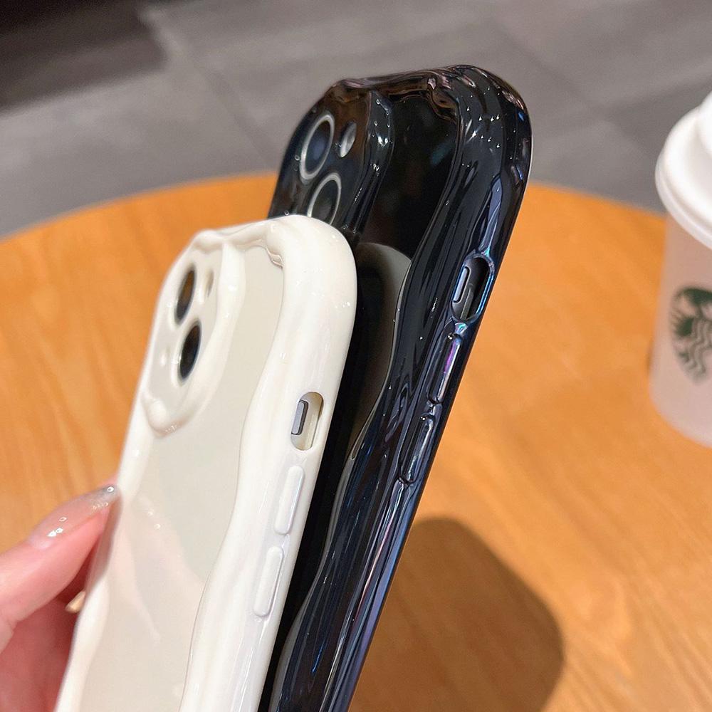 Funda de silicona suave con diseño de ondas rizadas ovaladas transparentes para iPhone 16, 15, 14, 13, 12, 11 Pro Max, XR, X, XS, SE, 7, 8 y 15 Plus