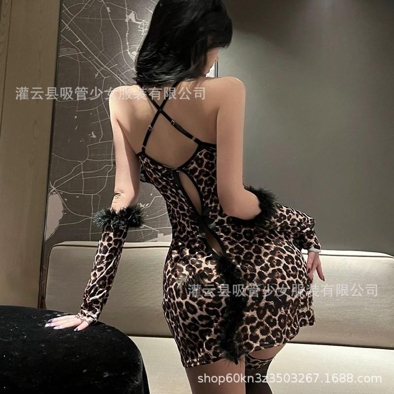 Sex Underwear Leopard Print Lace Sexy Hollow Hip Skirt Hot Pure Temptation