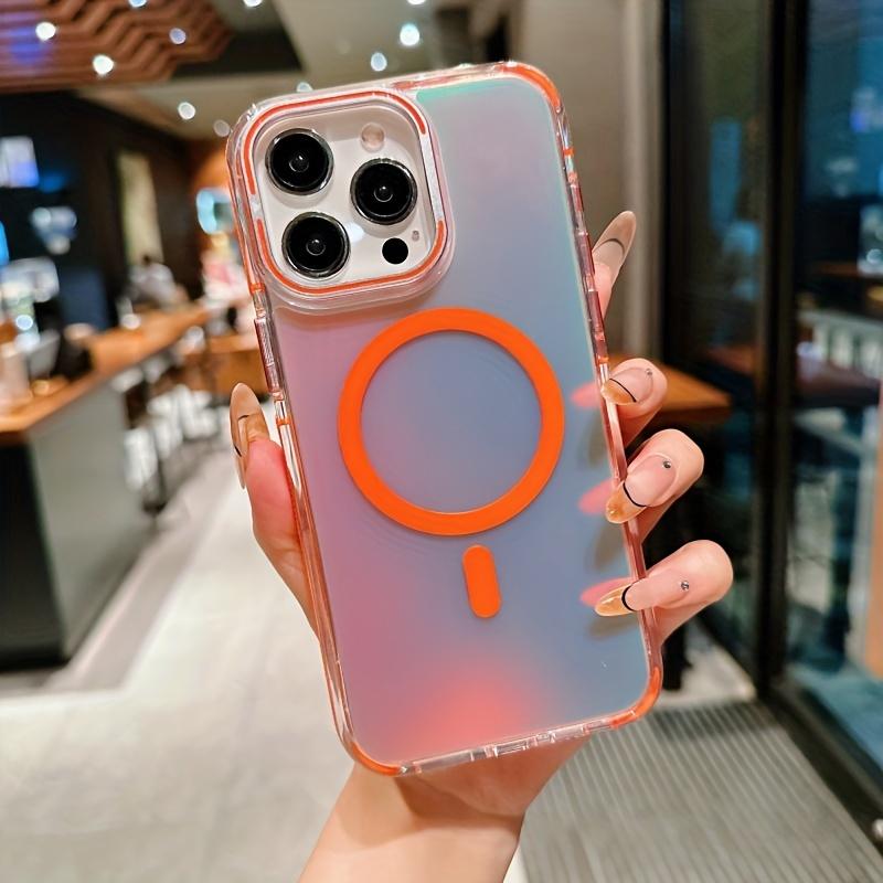 Magsafe Magnetic Lens Protection Stand Phone Case for iPhone 16 15 11 12 13 14 Pro Max Plus Camera Transparent Metal Ring Cover