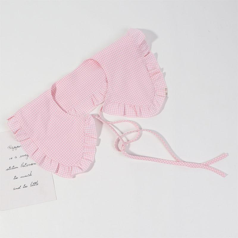 Elegant Plaid Shawl Fake Collar Women Lolita Doll Ruffle False Collar Shoulder Wrap Detachable Tie Clothing Accessories