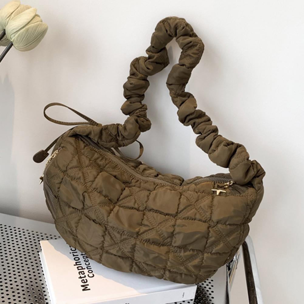Fashion Quilted Top-Handle Bag Cloud Pleated Bubbles Commute Bag Casual Simple Shoulder Bag Elegant Solid Color Crossbody Bag
