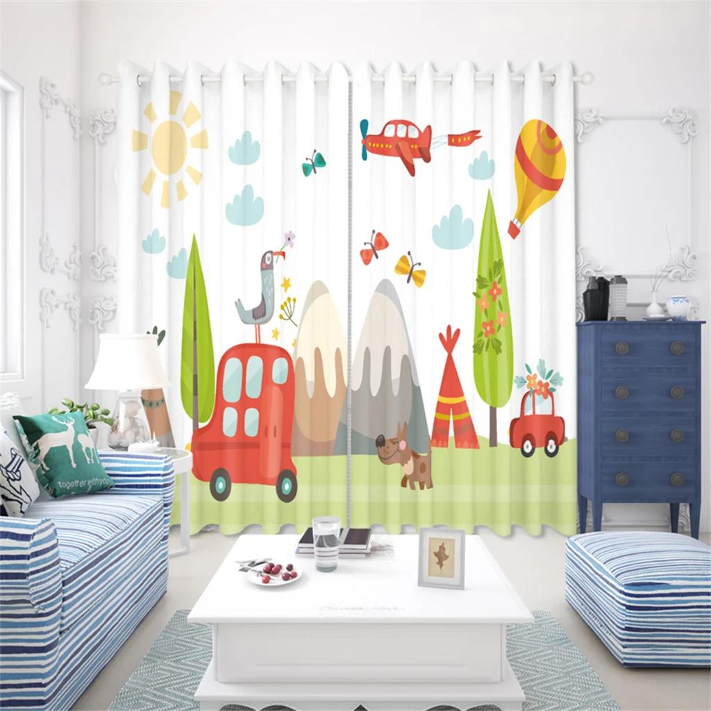 New Cheap Cartoon Elephant Bird Giraffe Lion Zoo Digital Printed Curtain for Blinds Windows Bedroom Living Room Kitchen