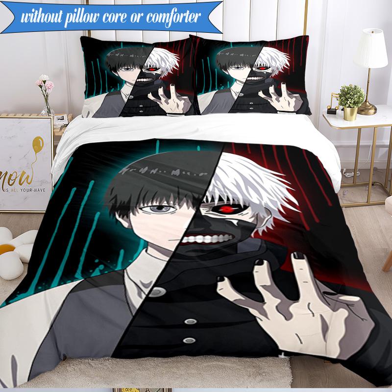 3PCS Tokyo Ghoul Kaneki's Struggle Bedding Set 2D Printing (Includes 1 Duvet Cover + 2 Pillowcases Coreless), Bedroom decor,Fan Gift