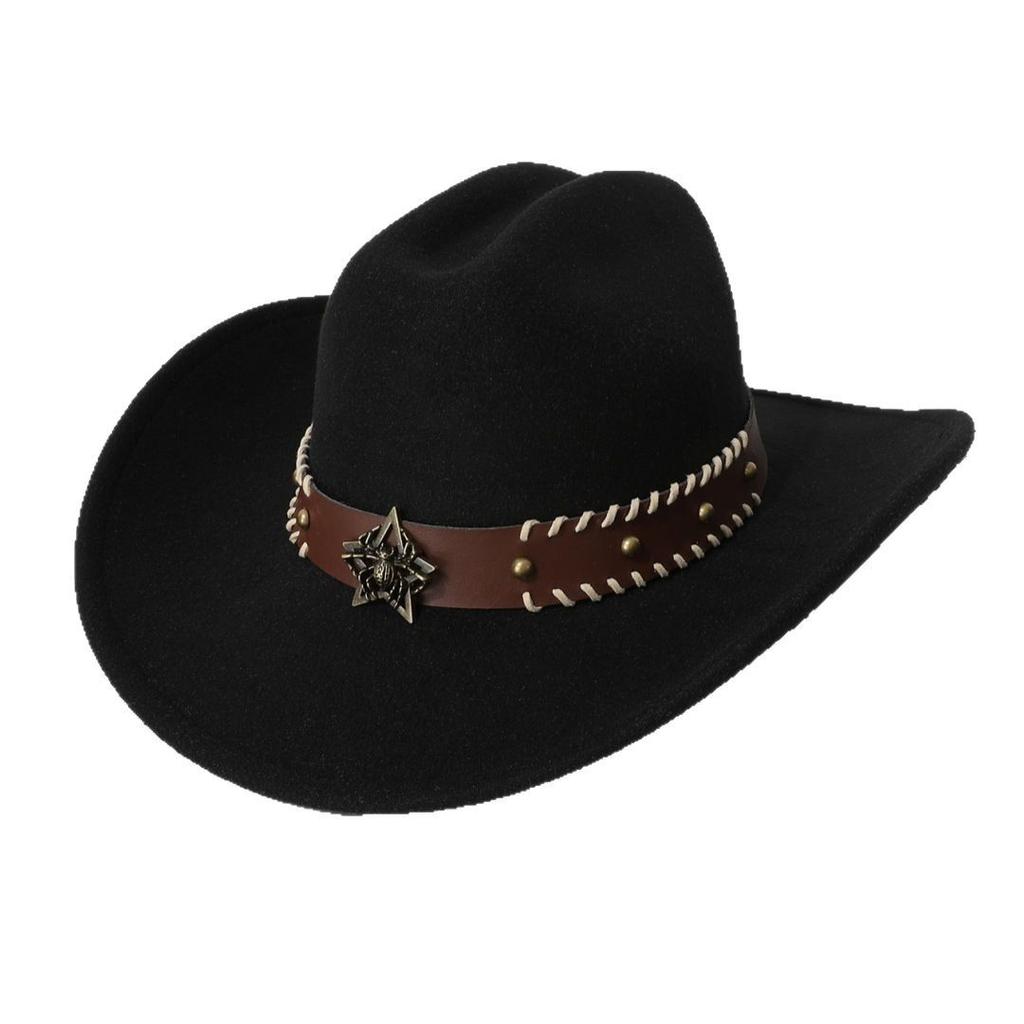 New fashion couple hats for men and women, ethnic style suede cowboy hats, jazz hats, sunshade beach hats, wide-brimmed hats
