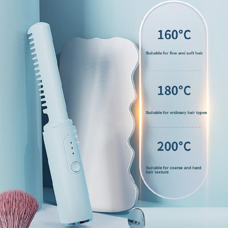 Lightweight Rechargeable Hair Straightener Brush Anti Scald Comb with Quick Heat Up Adjustable Temperature for Travel