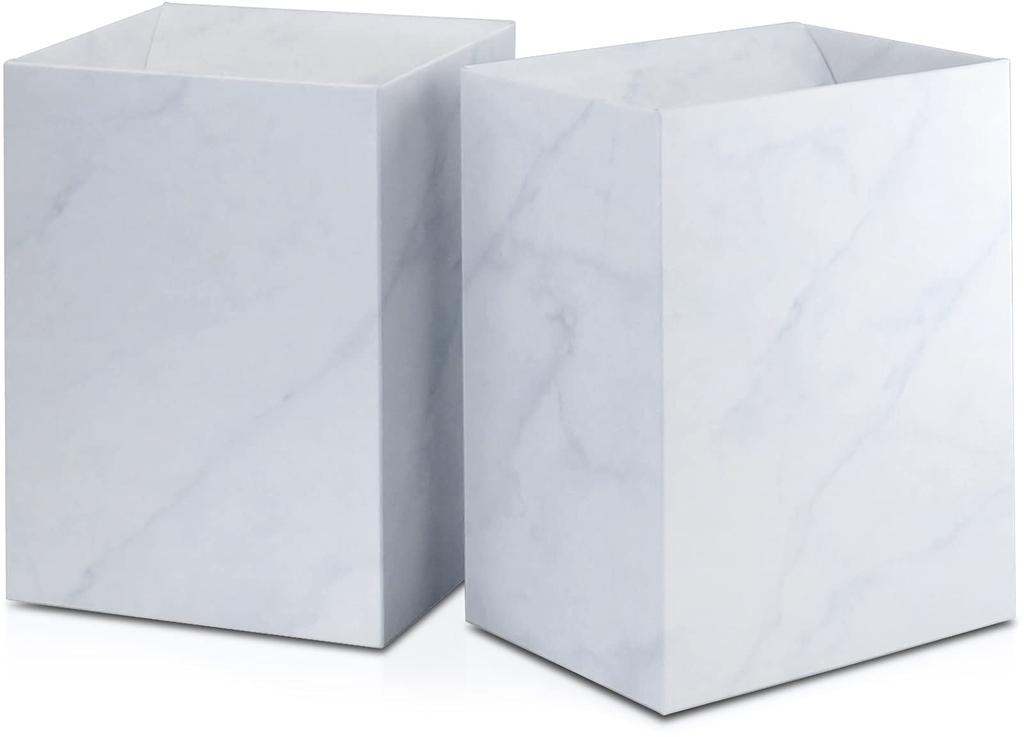 Fluto Disposable Sanitary Trash Can, Stylish Toilet Etiquette Box, Paper, Marble, White, 10 Sheets x 2