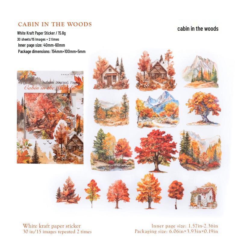 Autumn Journal Series: Sugar Poem White Kraft Paper Stickers (30 Vintage Sheets)