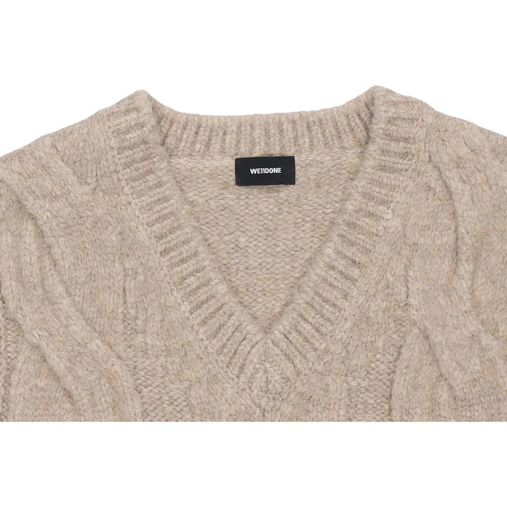 WE11DONE V-Neck Cable Knit Sleeveless Vest Unisex vests Camel WD-KV8-20-090-U-BG