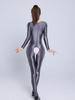 Sexy Women Candy Color Jumpsuit High Elastic Slip Satin Shiny Bodysuit Slimming Tight Open Crotch Leotard Shaper Wear