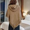 Women's Tassel Plus Size Knitted Sweater with Hat - Autumn/Winter Imitation Cashmere Cape Shawl