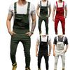 Men Jumpsuit Solid Color Multi Pockets Overalls Full Length Mid Rise Cargo