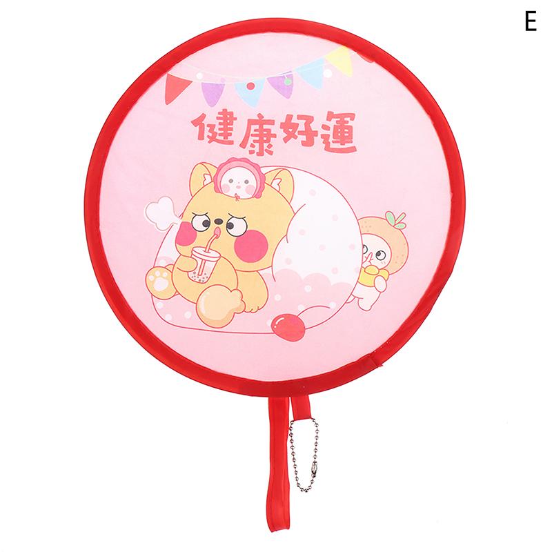 

1pcs 22cm Round Hand Fan Chinese Style Vintage Printing Silk Fan Wedding Dance Accessory Random Style