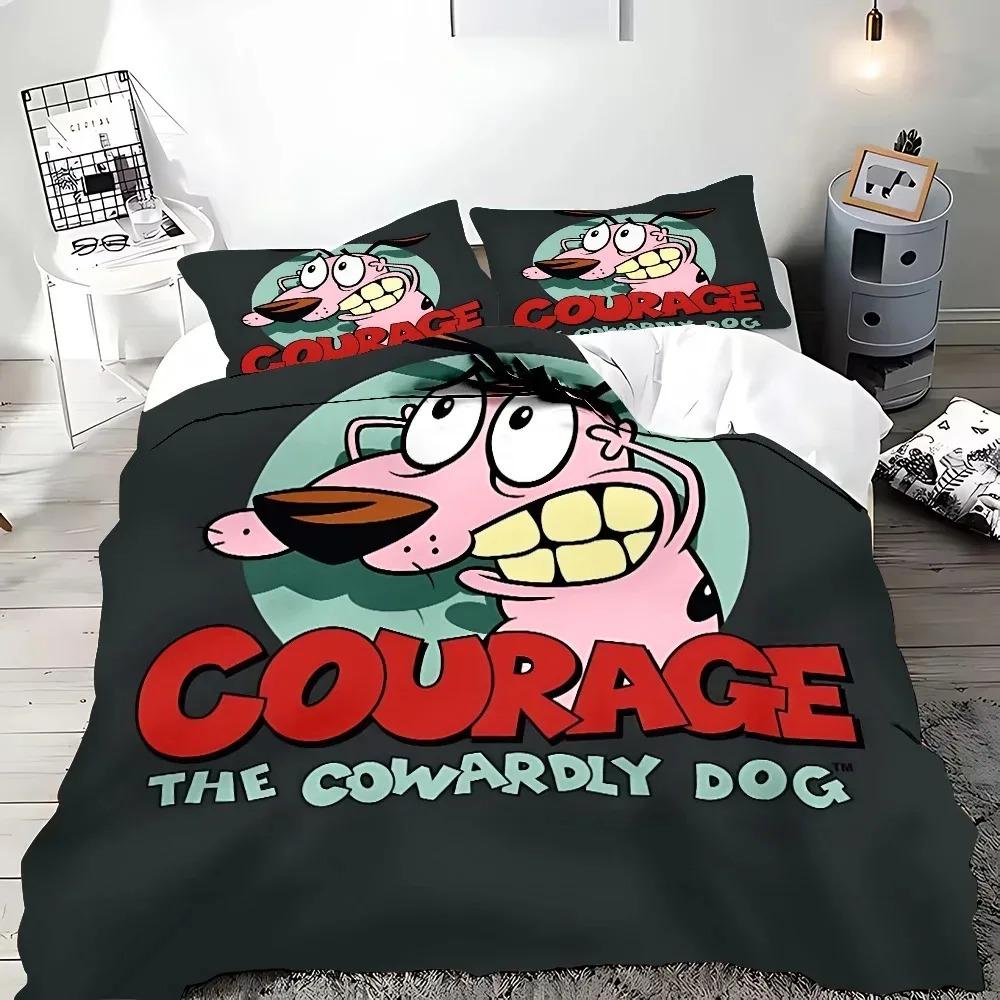 Cartoon C-Courage The Cowardly Dog Duvet Cover Pillowcase Bedding Set Children Bedroom Decoration Gift Single Double Large Size