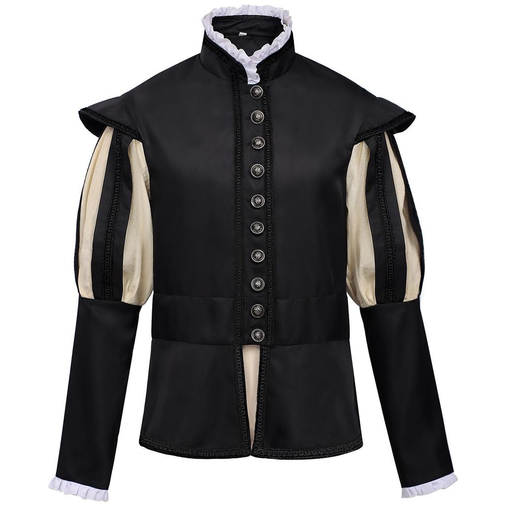 Medieval Renaissance Mens Black Long Robe With Cloak For Formal Events