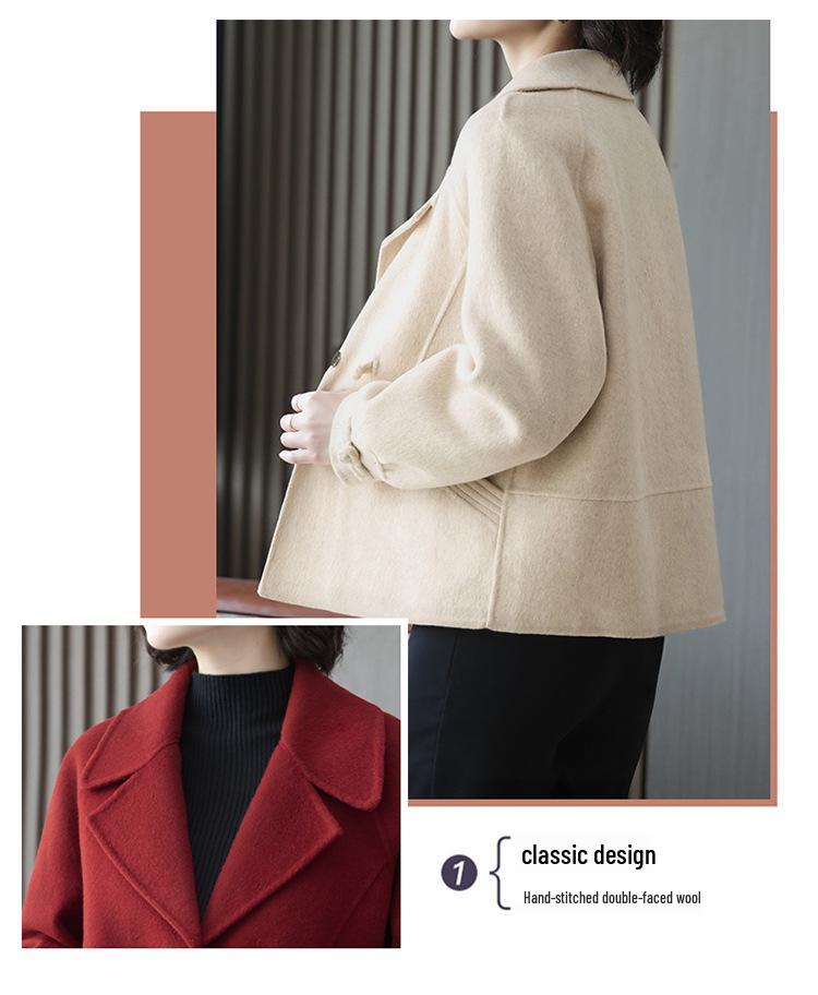Spring & Autumn Wool Lapel Coat for Middle-aged Women