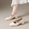 Low-cut One-button High-heeled Shoes - Women's New Style Casual Square-toe Sandals