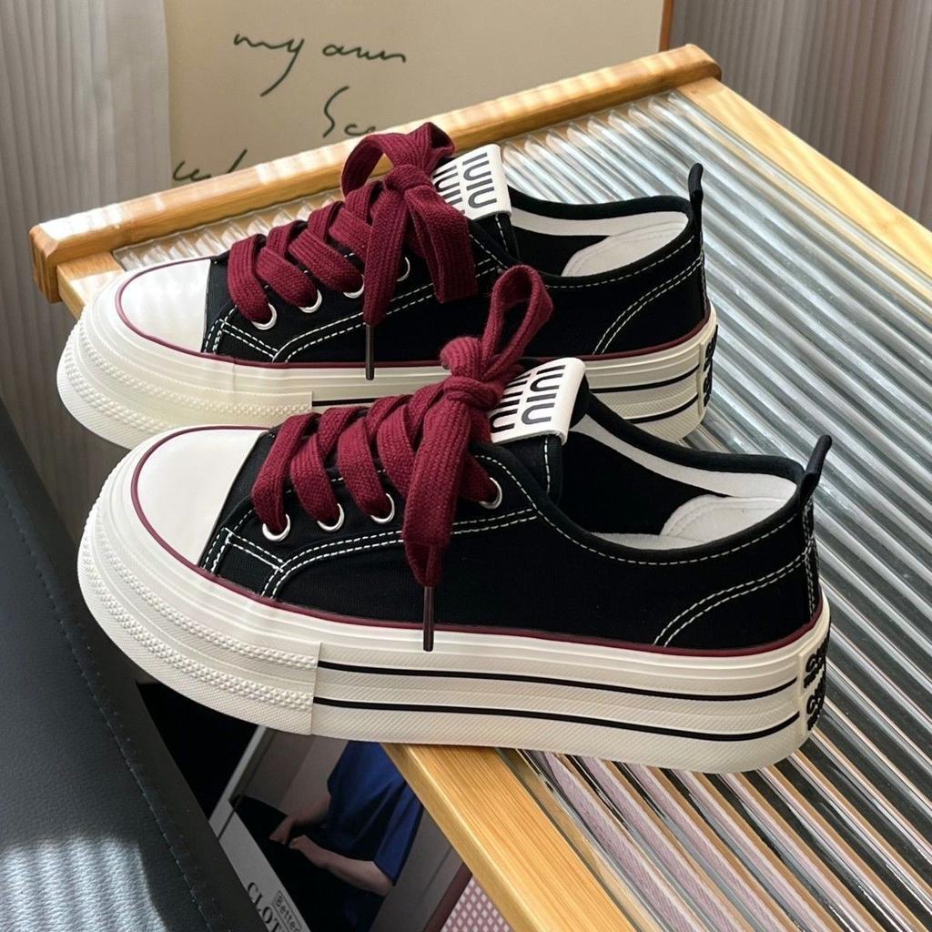 Thickness increased student breathable canvas shoes 22 autumn new muffin sole casual board shoes