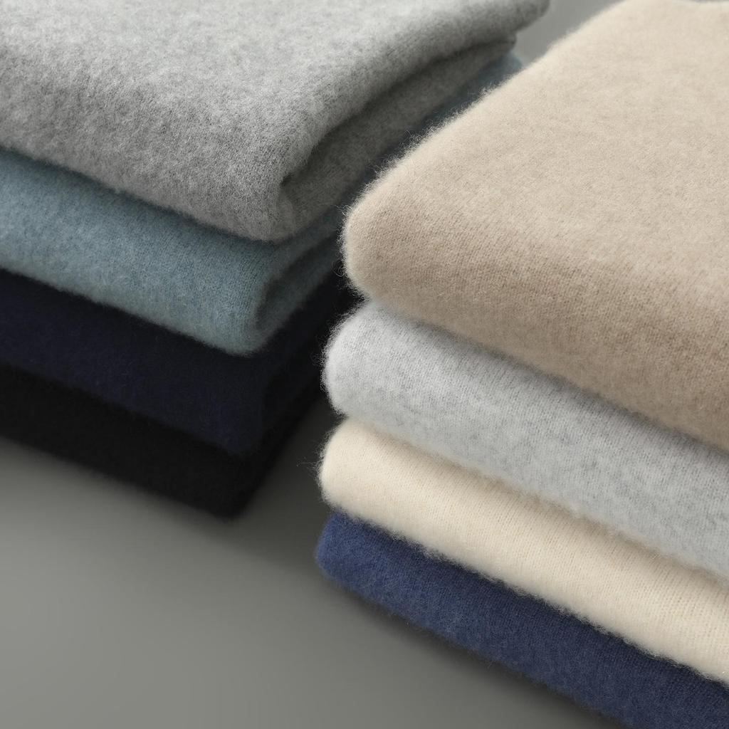 Men's Half-High Collar 100% Pure Wool Sweater - Thickened Loose Knit Pullover for Autumn/Winter