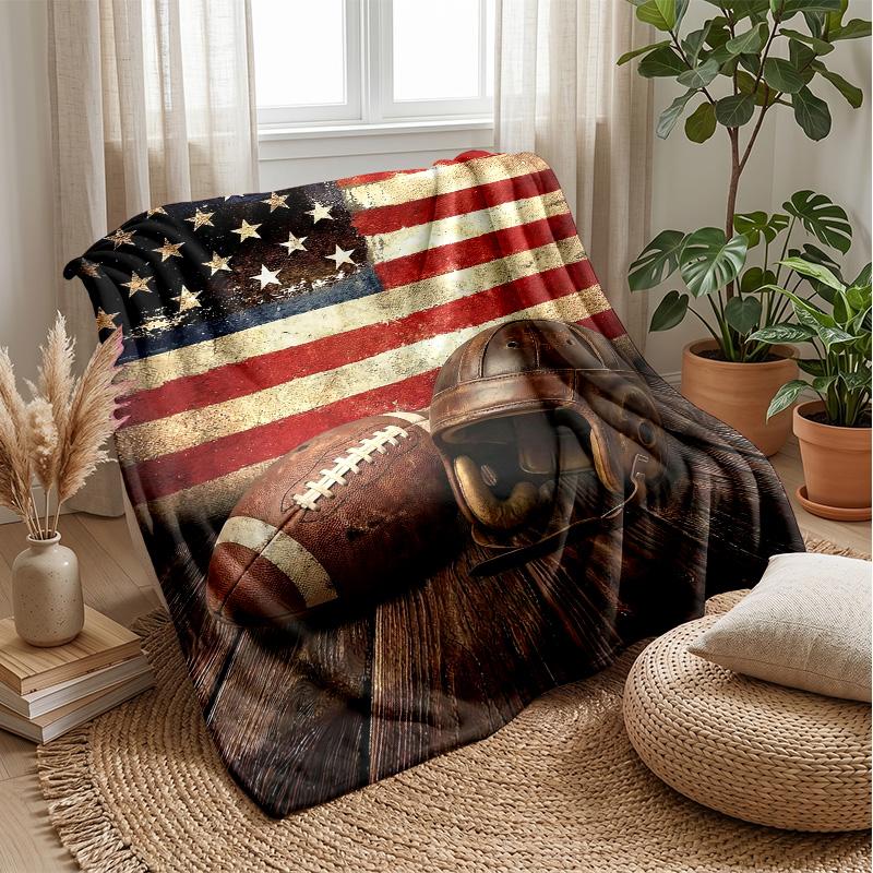 American Football and Lightning blanket Personalized Name Flannel Blanket Soft Cozy Plush Throw for Sofa Bed Lightweight Home Decor