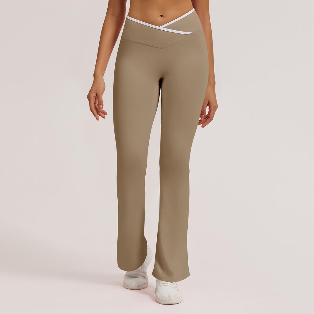 Slim Fit Yoga Pants With Crossed High Waist For Running And Fitness Women