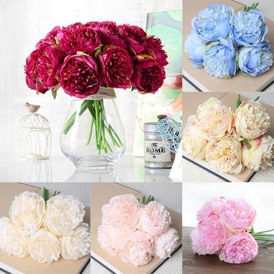5 Head Big Peony Artifcial Silk Fake Flower Home Display Wedding Decor Bouquet
