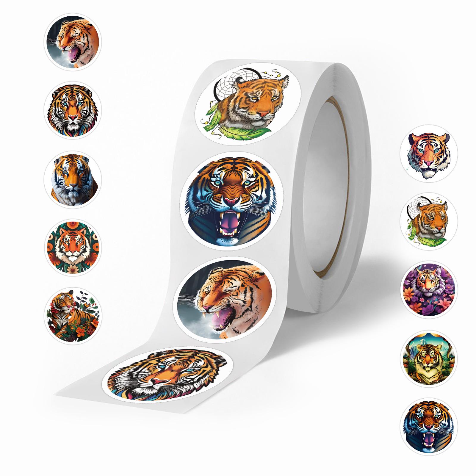 

500 наклеек/рулон Наклейки с тигром Наклейки милые детские DIY Чемодан Самокат Чашка для воды Рулонные наклейки
