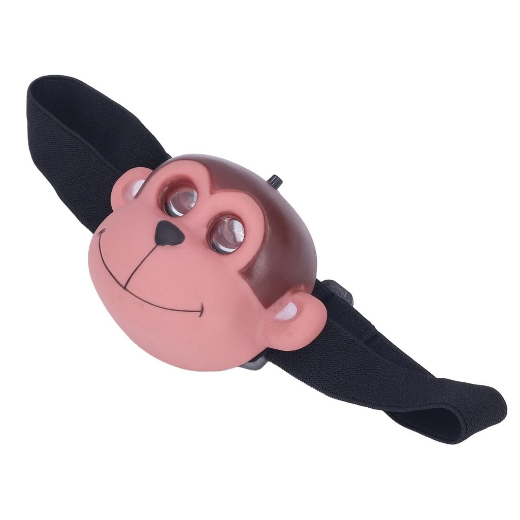 Kids Headlamp Monkey Appearance 2 Lighting Modes Battery Powered Lightweight Plastic LED Headlight for Outdoor Sports