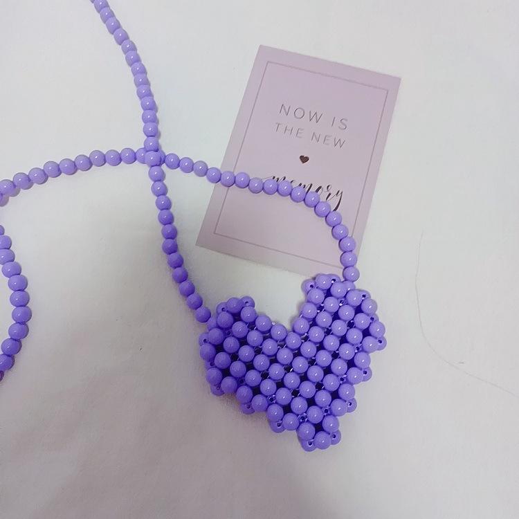 Mini Lipstick Handbags Pearl Women's Bag Crossbody Multicolor Love Shape Work Beads Women Spring and Summer All-match Fashion