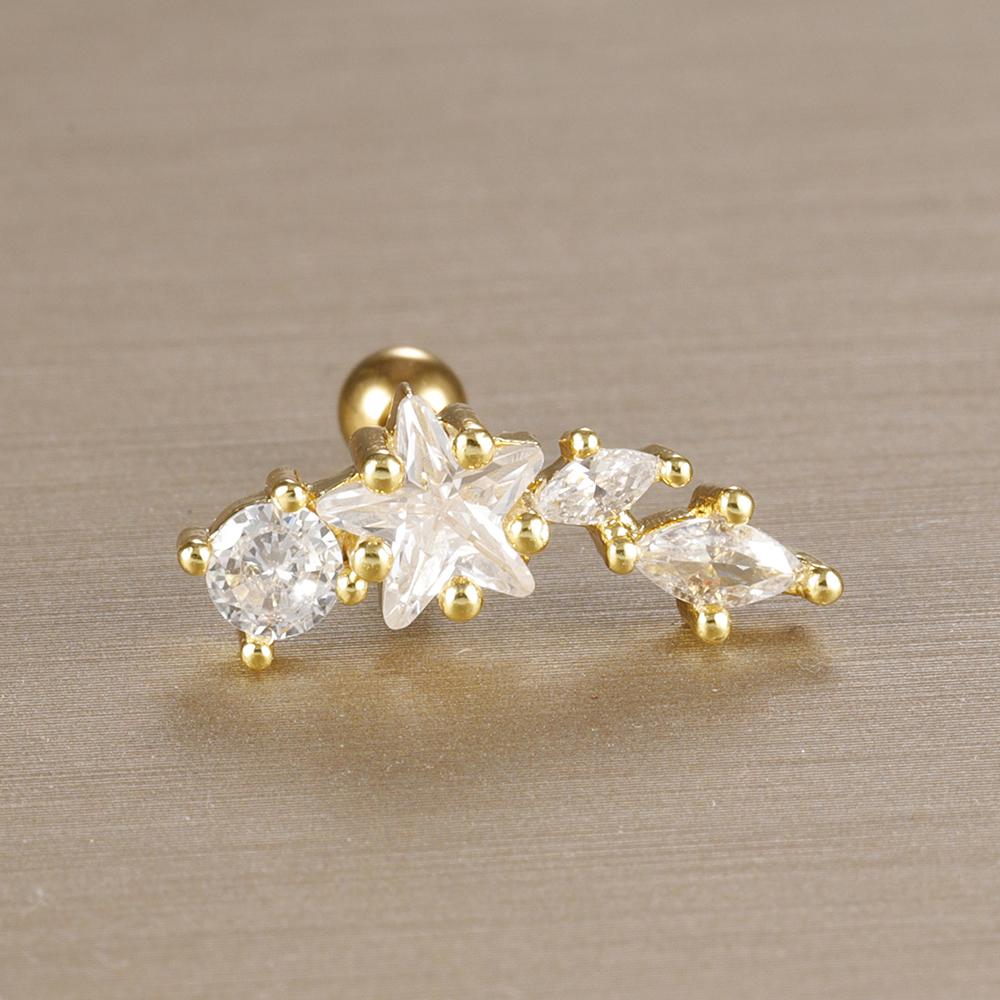 

1 шт. Серьги-пусеты из нержавеющей стали 316L геометрической формы для женщин, модные серьги-пирсинги для мочки, дейта, хеликса, хряща, со звездой, луной, цирконом