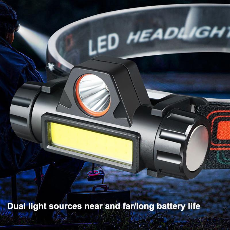 Outdoor Headlights With Long Battery Life And Strong Light Led Night Fishing Charging Head Mounted Magnetic Flashlight 1/2Pcs