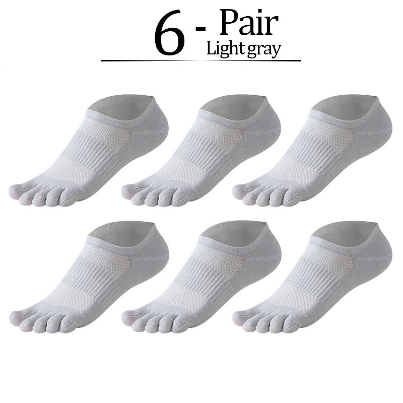 6 Paar Reine Baumwolle Fünf-Finger Kurze Socken Herren Schweißabsorbierend Antibakteriell Atmungsaktiv Mesh Bootssocken Laufen Sport Zehensocken