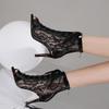 Women's Latin Dance Boots, Ballroom Dance Boots, High Heel Open Toe Latin Dance Boots, Women's Net Yarn Dance Heels, Peep Toe Ankle Dance Boots,
