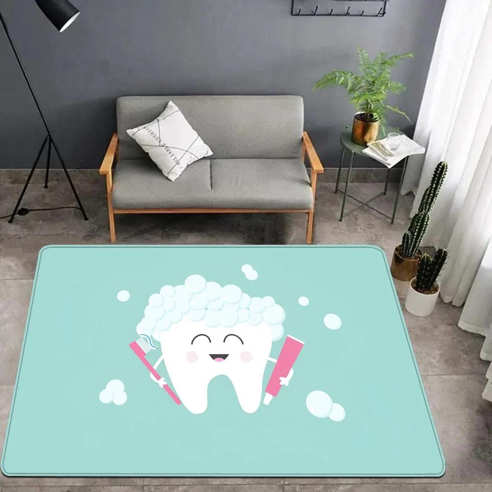 Cute Cartoon Tooth Welcome Doormat Non Slip Dental Office Living Room Decoration Washable Bedroom Kitchen Rug Home Decor Mat