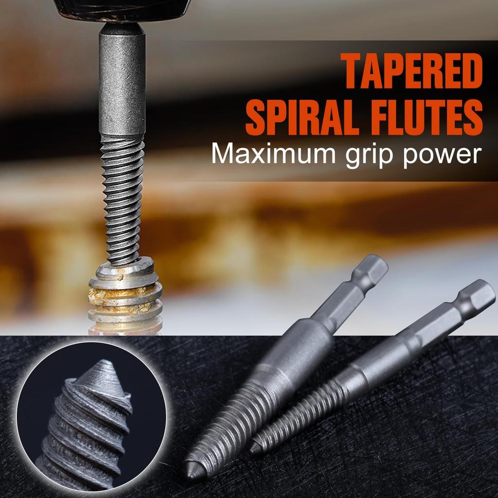 LEONTOOL Reverse Tap, Stripped Screw Remover, Screw Extractor Bit Set, Left-Hand Rotating Drill Bit Set (11 Pieces), Damaged Screw Removal Kit, Bolt S