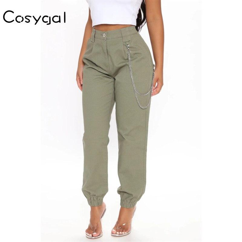 Metal Chain Cargo Pants Women Casual 