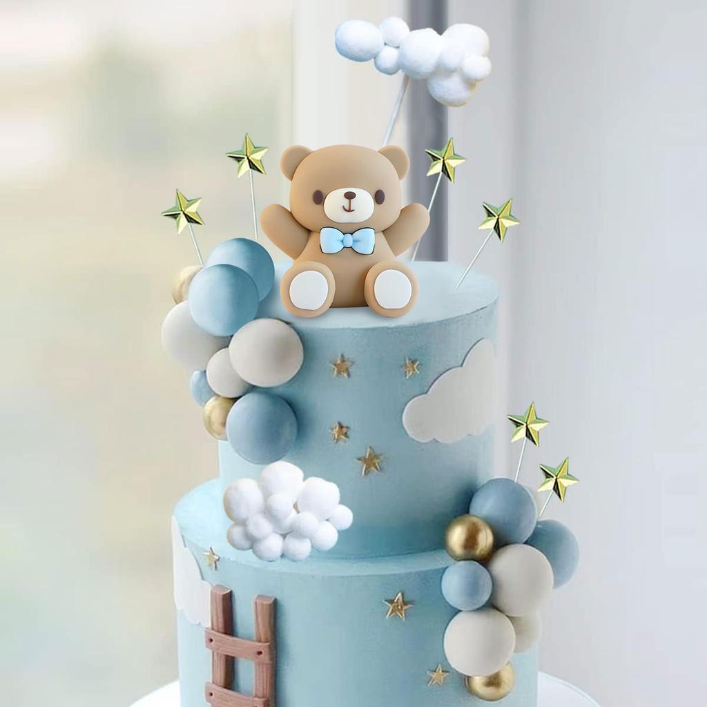 33 PZ Topper per Torta Orsetto Rosa Palline Decorazioni per Torta con Topper Stelle Nuvole per Festa di Compleanno Baby Shower Ragazzo Ragazza