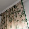 Cortina Boho para Dormitorio, Algodón Lino Estampado Bolsillo para Barra Semi Opaca Estilo Granja Borlas Cortina para Ventana para Sala de Estar