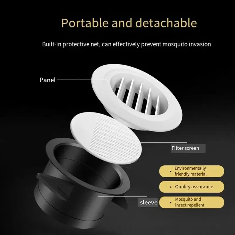 1pc Duct Vents Round Louvered Vents  Interior ABS Grille Ventilation Adjustable Air Vol 75mm/100mm/125mm/150mm/200mm