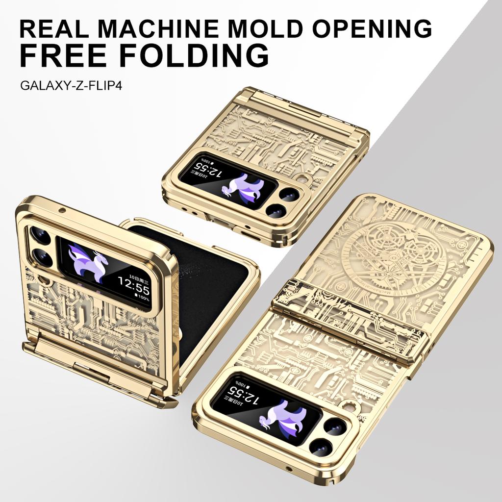 Mechanical Legend Series for Samsung Galaxy Z Flip4 5G Protective Phone Case Hard PC Electroplating Cover