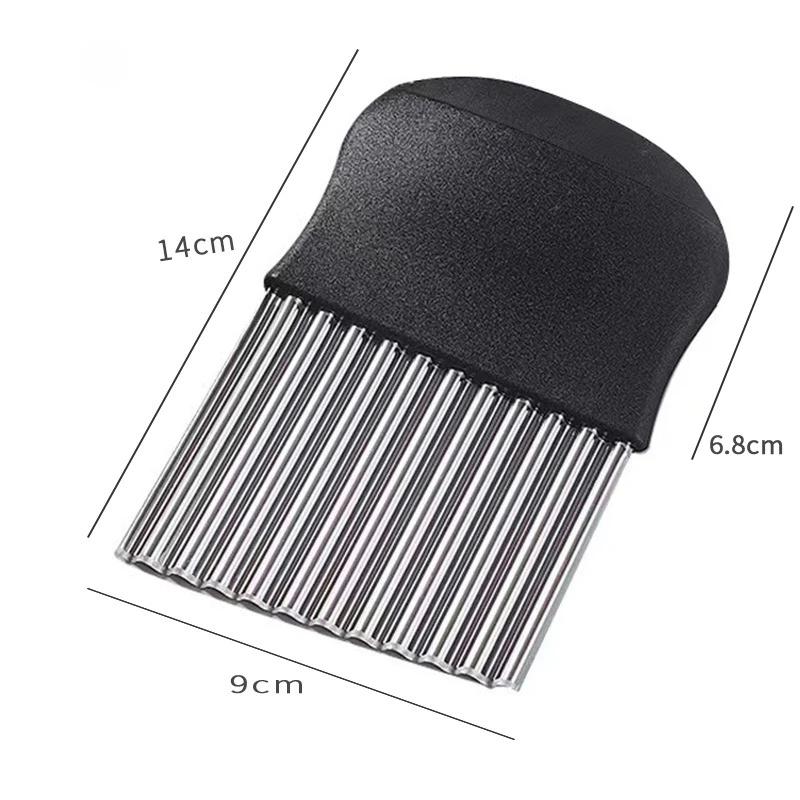 Stainless Steel Potato Chip Slicer Dough Vegetable Fruit Crinkle Wavy Kitchen Knife Cutter Chopper French Fry Maker Tools Gadget