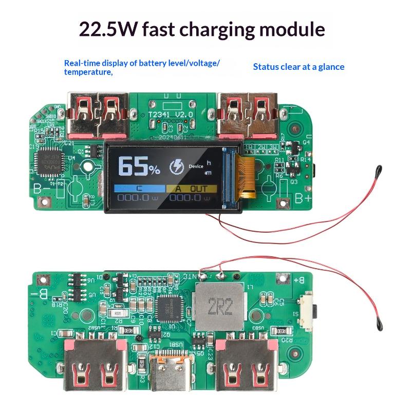 22.5W Fast Charging Module For Diy Power Bank Pd Qc Vooc 3.7V Lithium Battery Charger Board Circuit Protection With Led Display